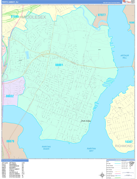 Perth Amboy Wall Map